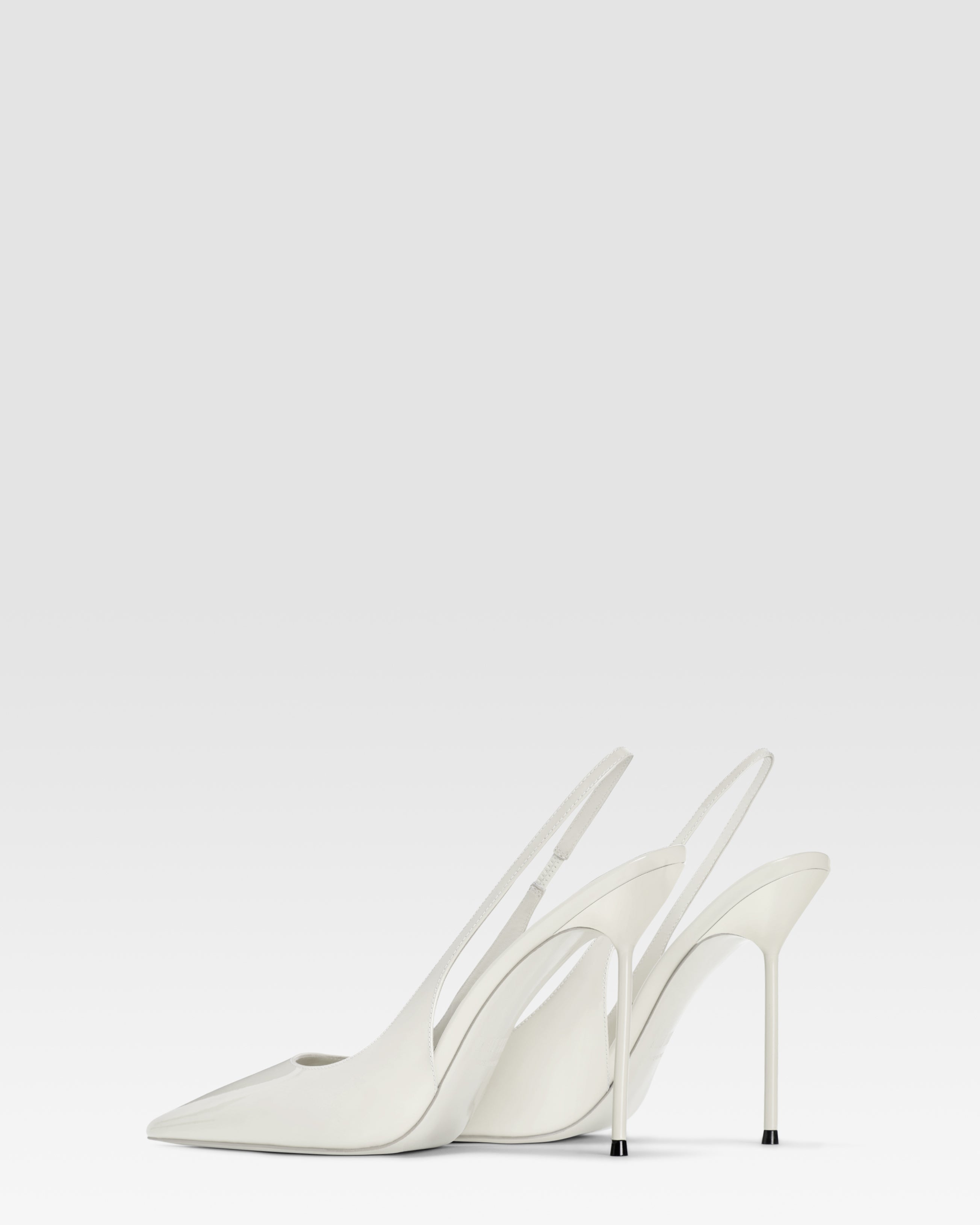 Slingbacks in optic white patent leather
