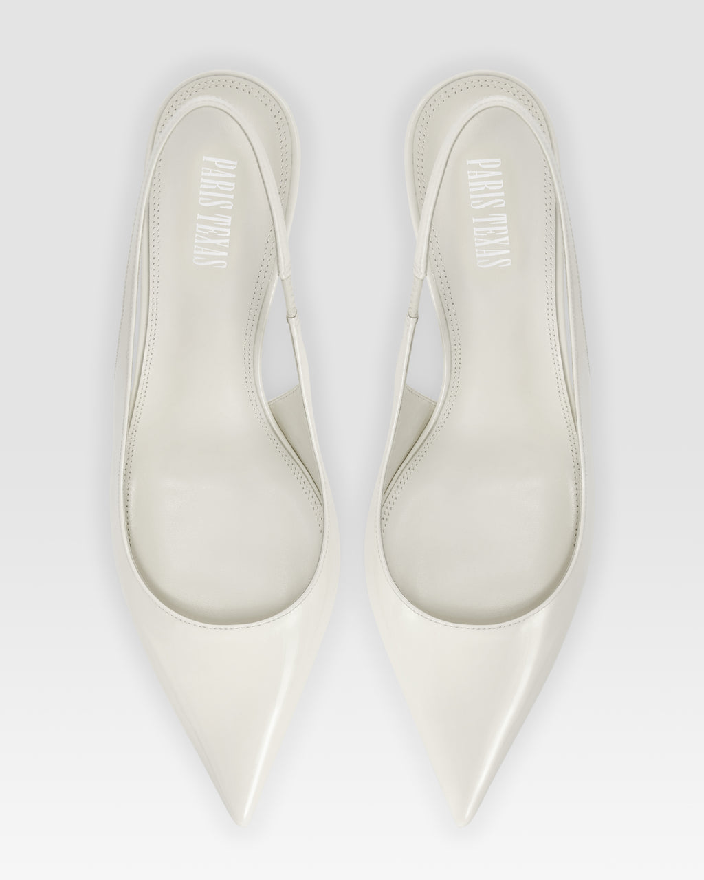 Slingbacks in optic white patent leather