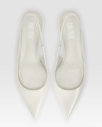 Slingbacks in optic white patent leather