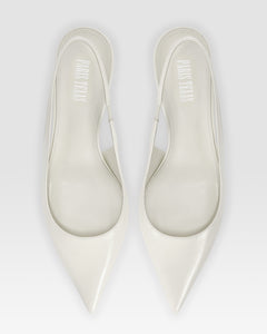 Slingbacks in optic white patent leather