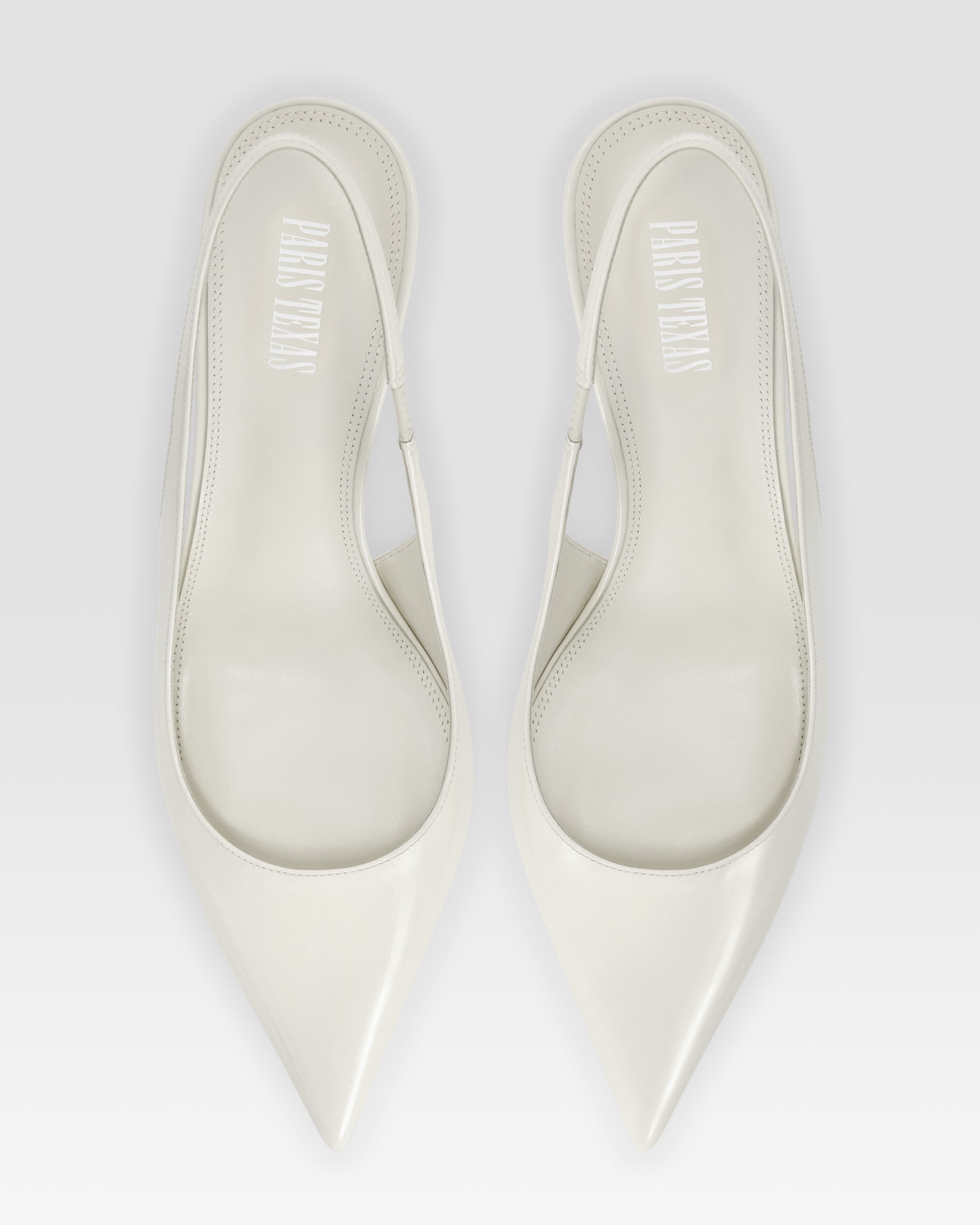 Slingbacks in optic white patent leather