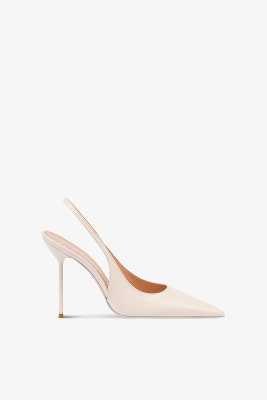 Slingbacks in ivory patent leather