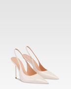 Slingbacks in ivory patent leather