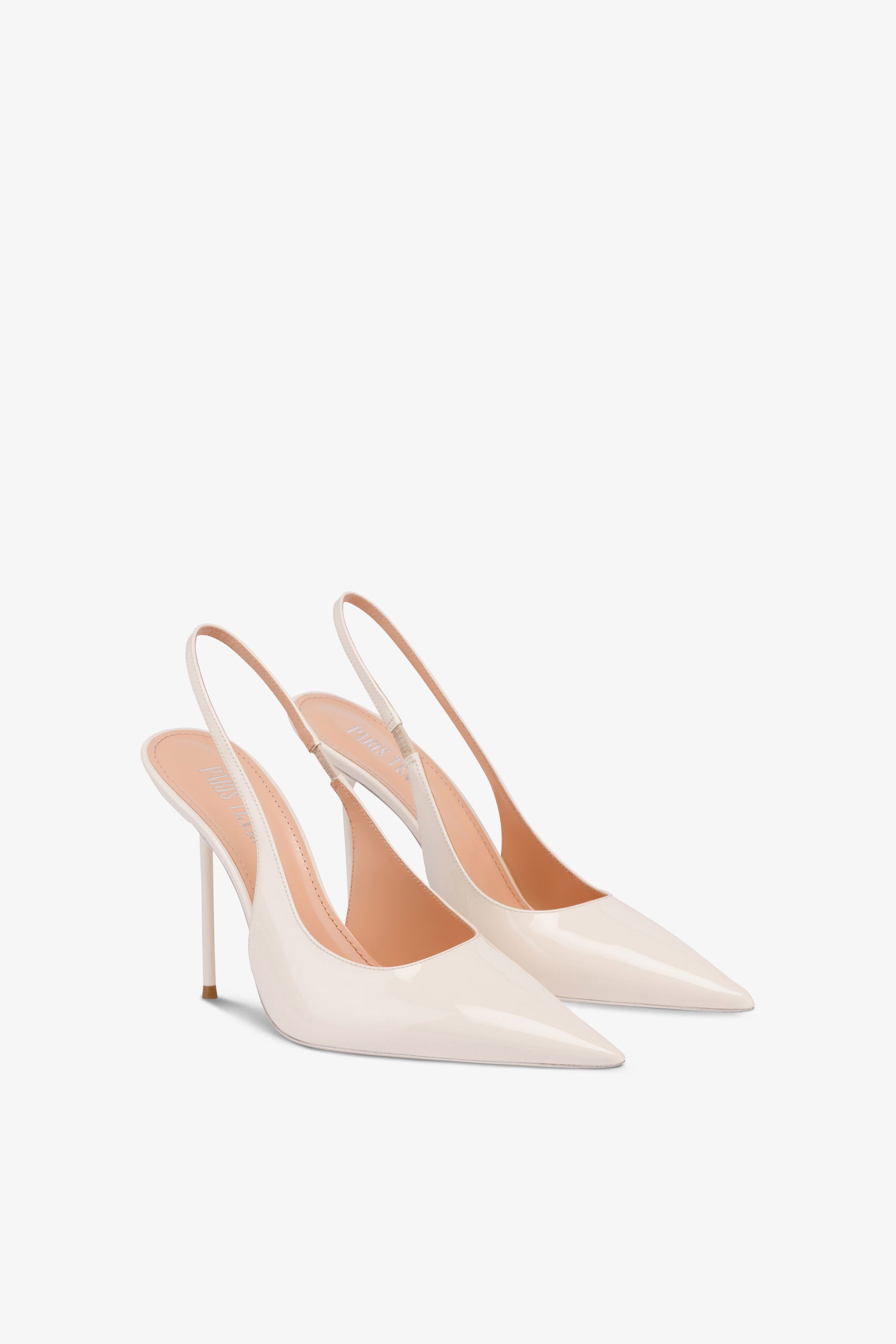 Slingbacks in ivory patent leather