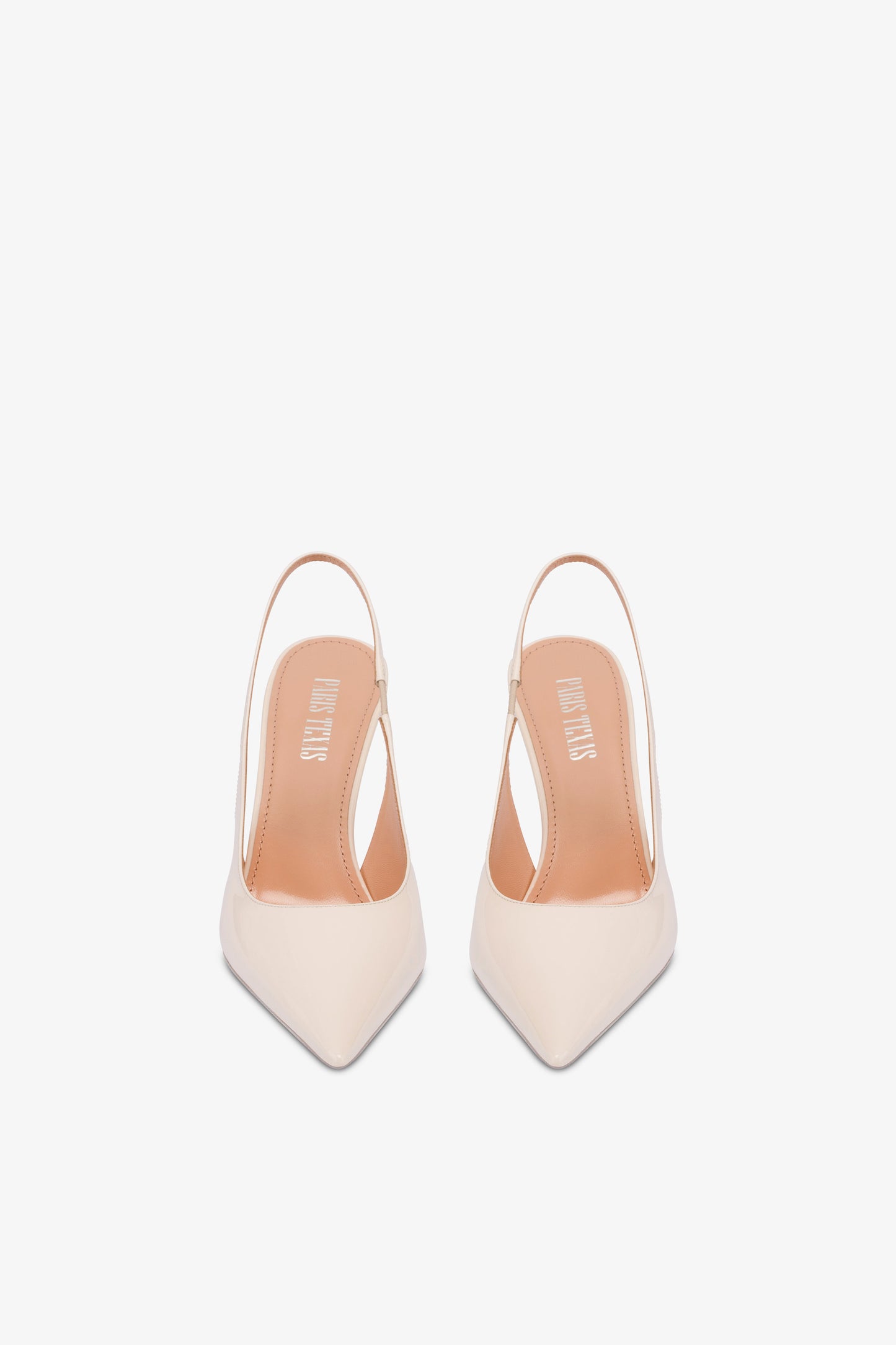 Slingbacks in ivory patent leather