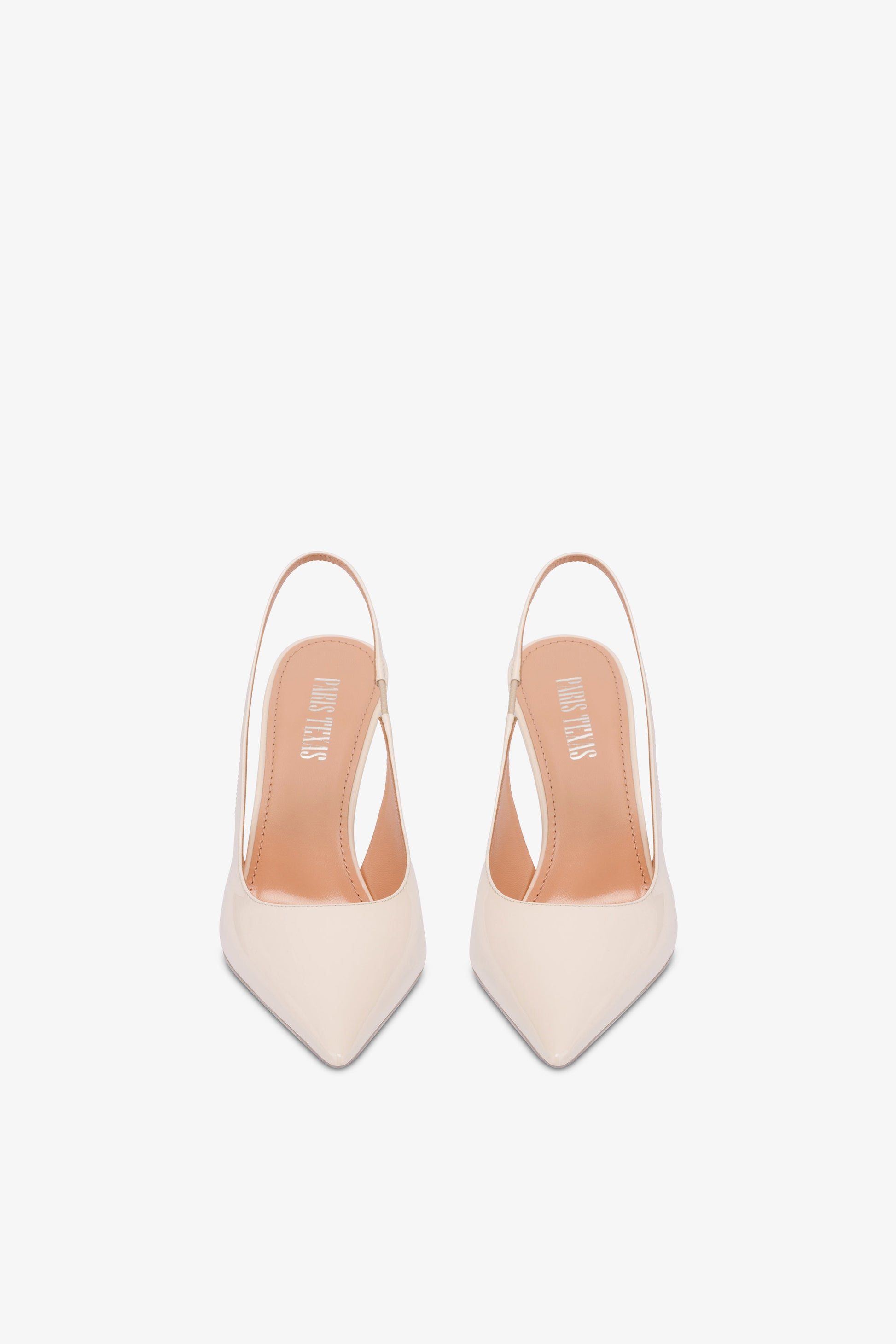 Slingbacks in ivory patent leather