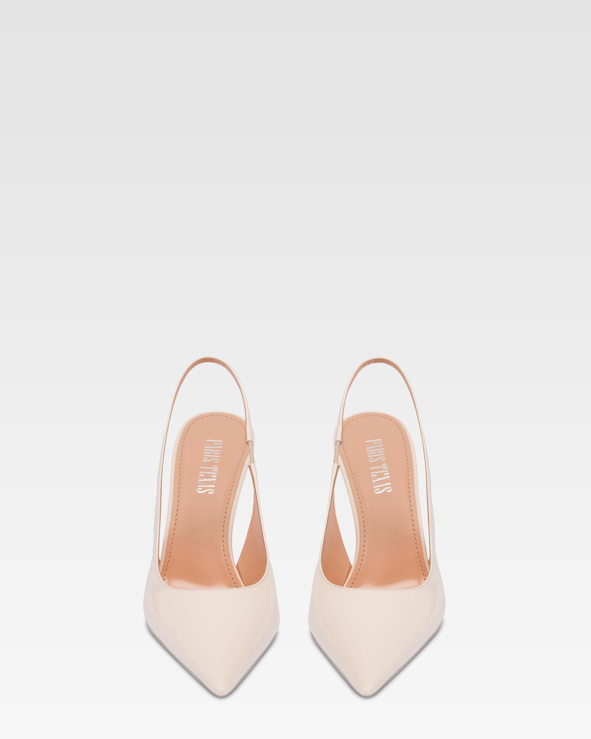 Slingbacks in ivory patent leather