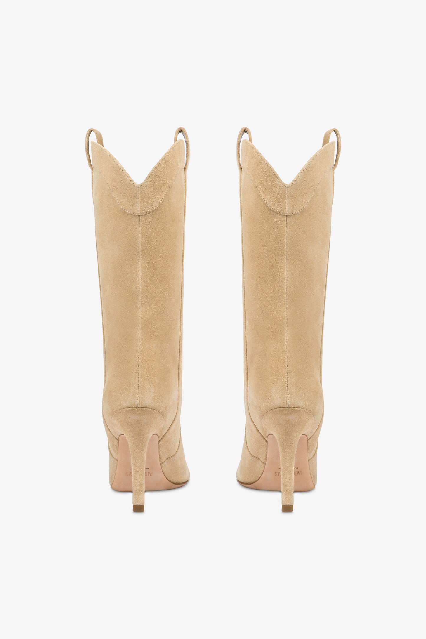 Boots in ecru suede leather