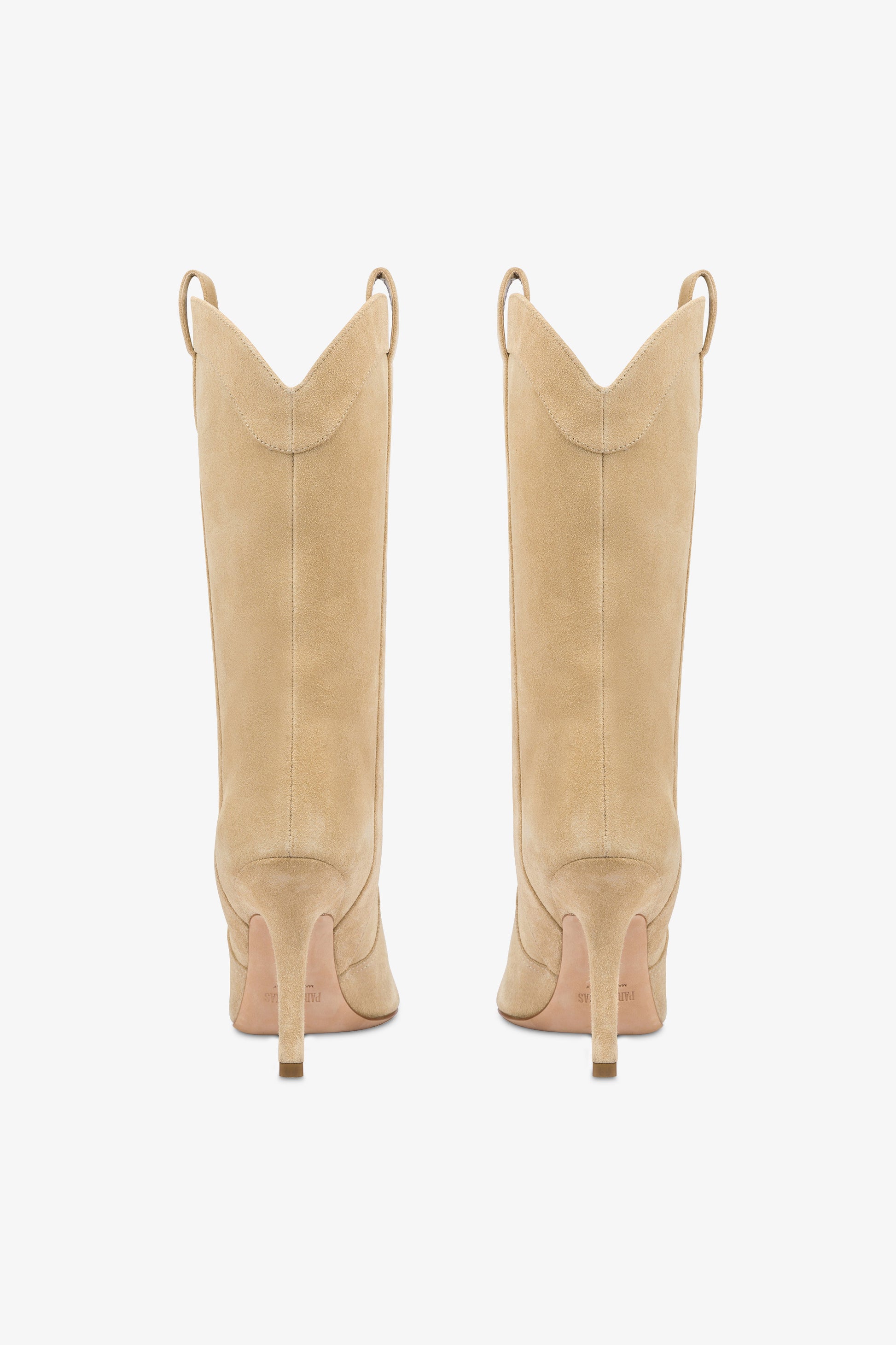 Boots in ecru suede leather