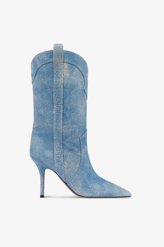 Boots in denim suede leather