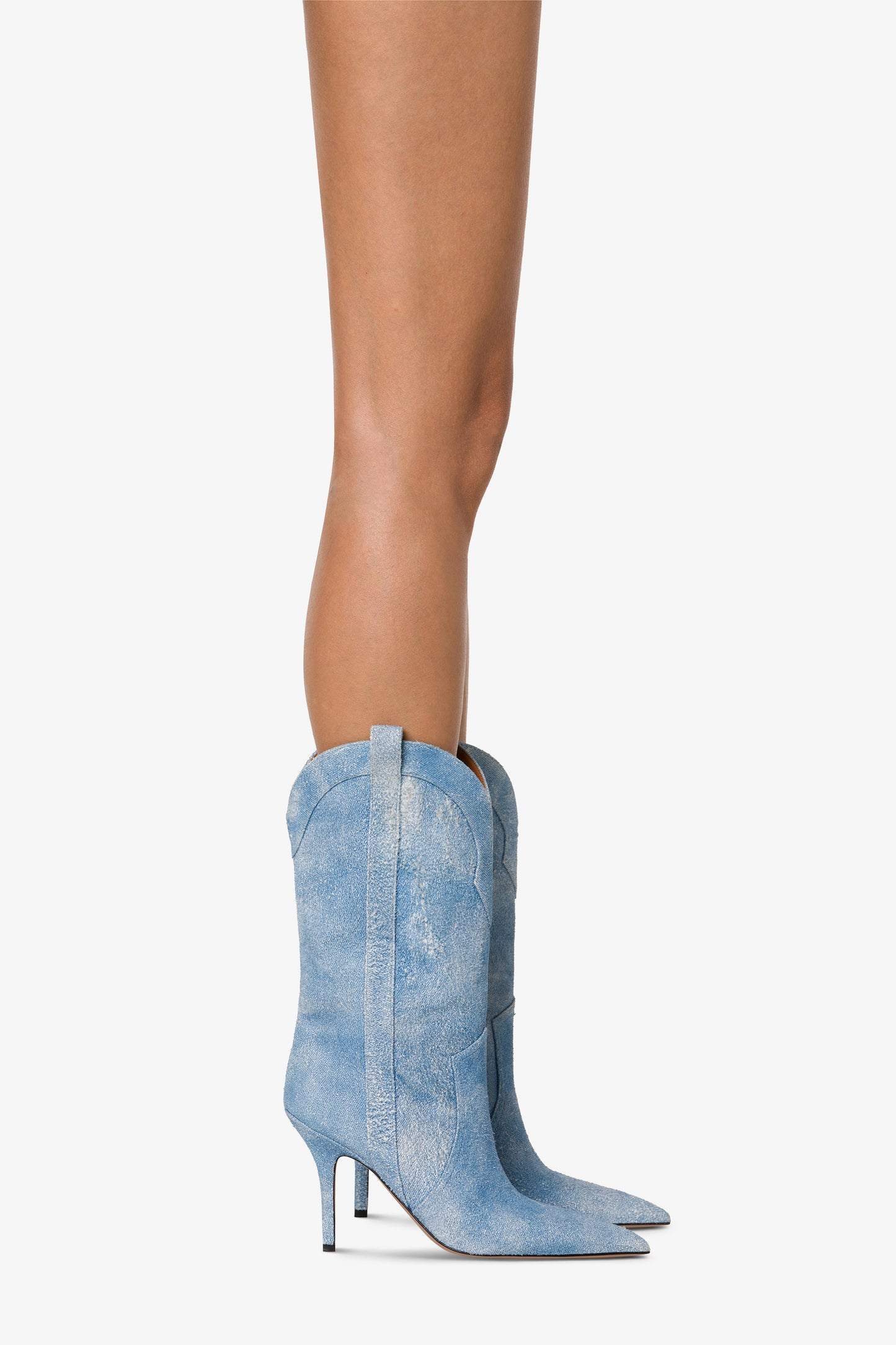 Boots in denim suede leather