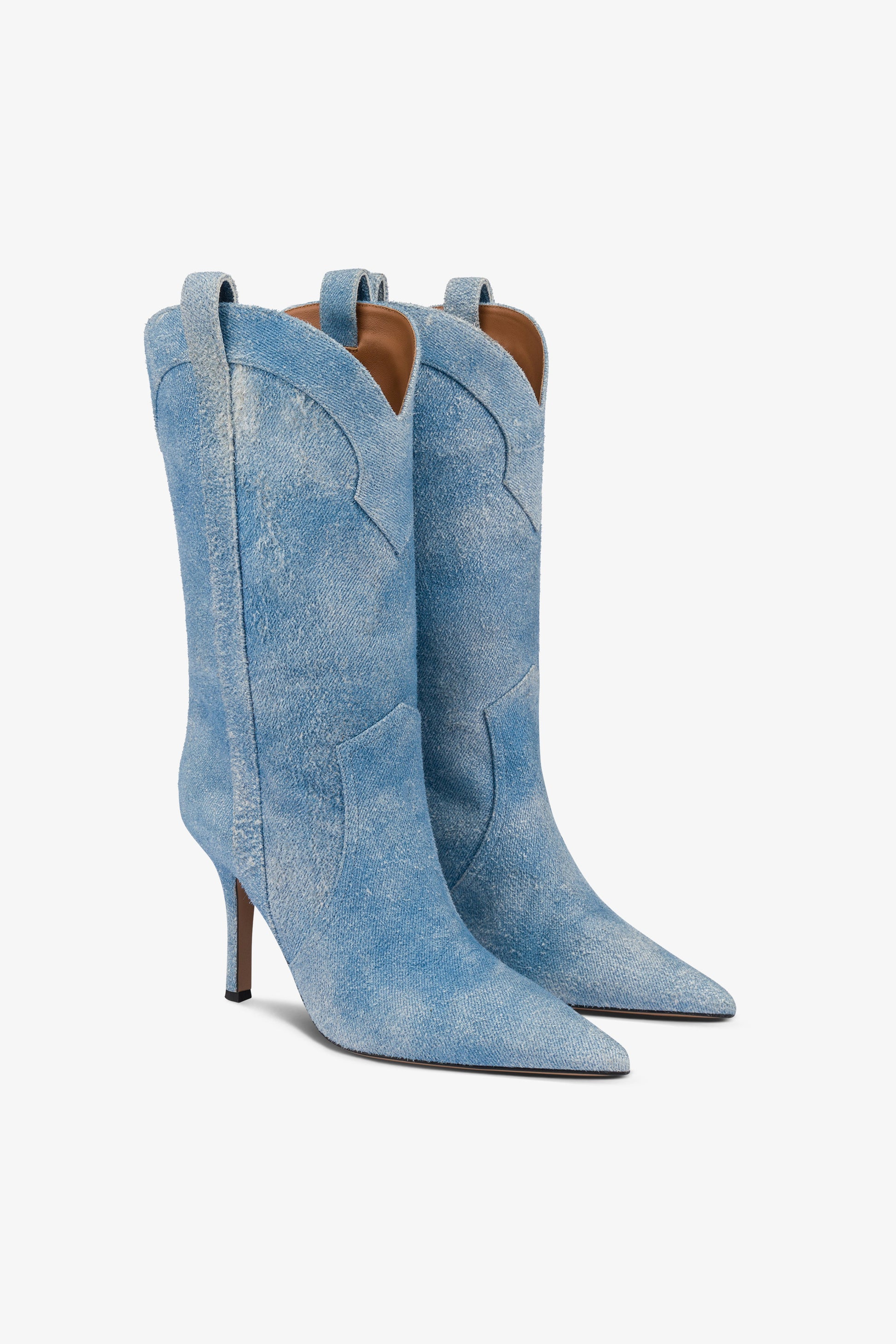 Boots in denim suede leather