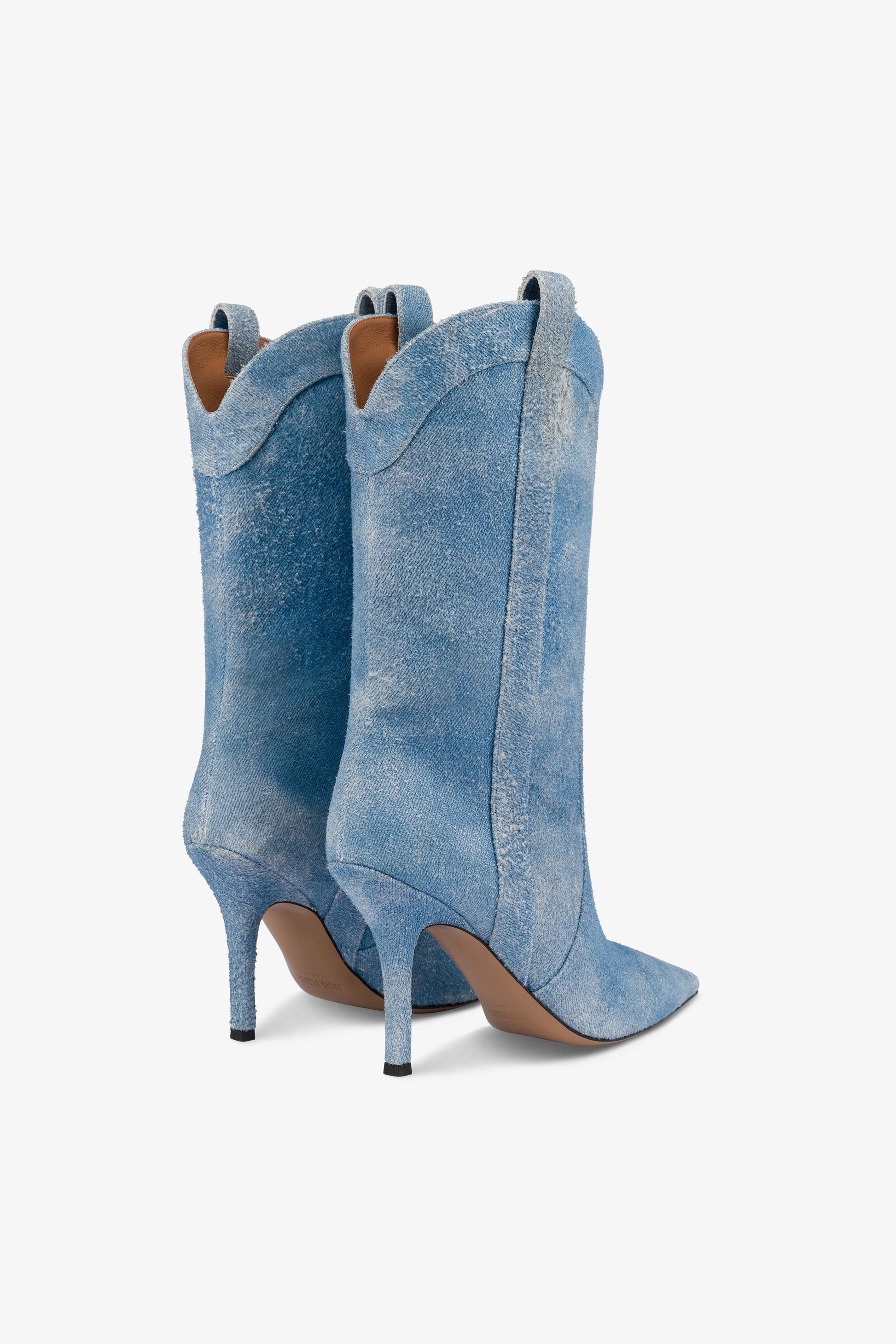 Boots in denim suede leather