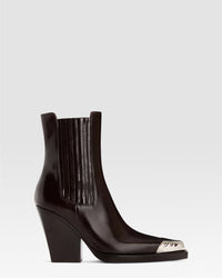 BOTIN WESTERN DE PIEL CEPILLADA CON PUNTERA METALICA — EBANO