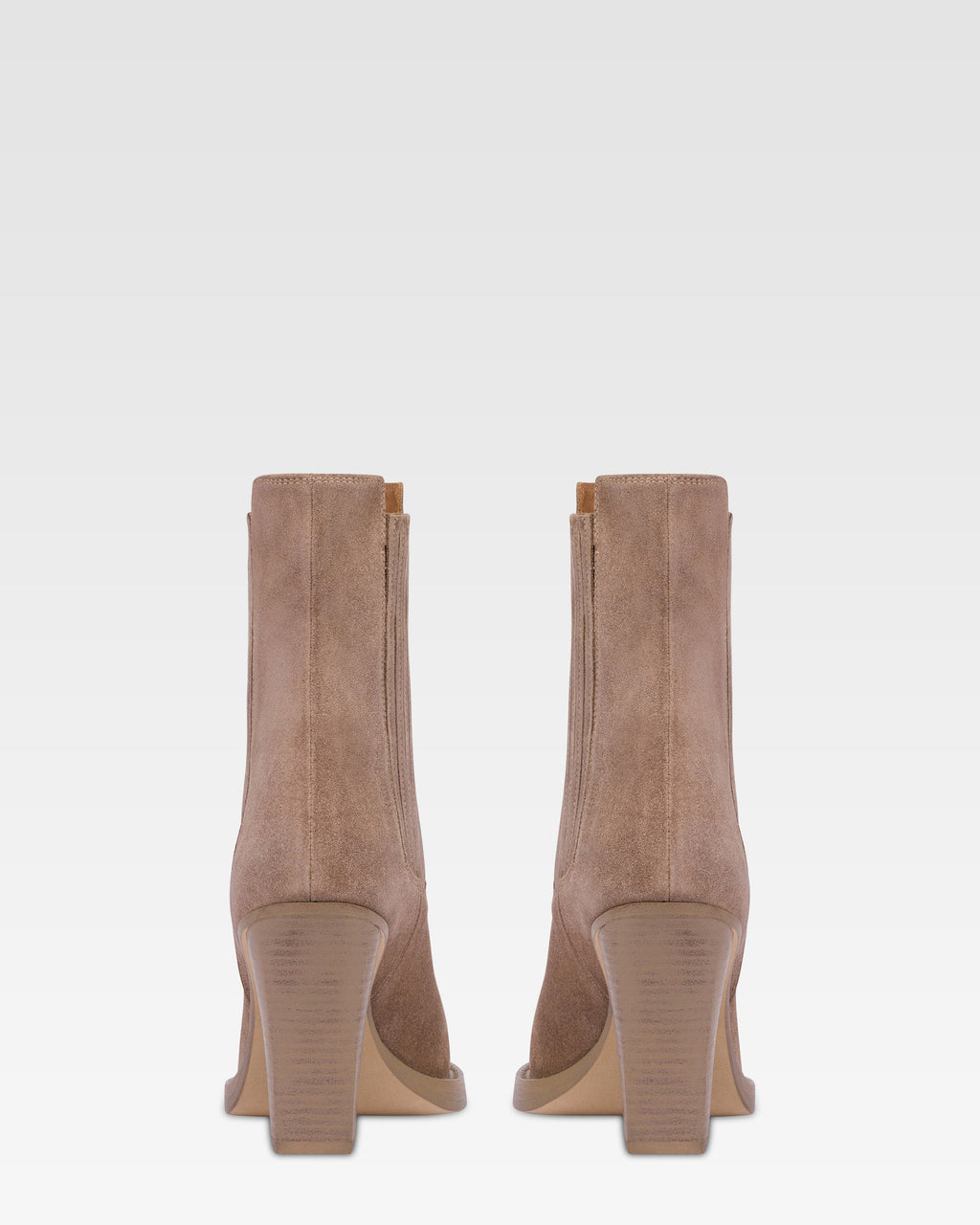 Suede ankle boot with metal toe cap