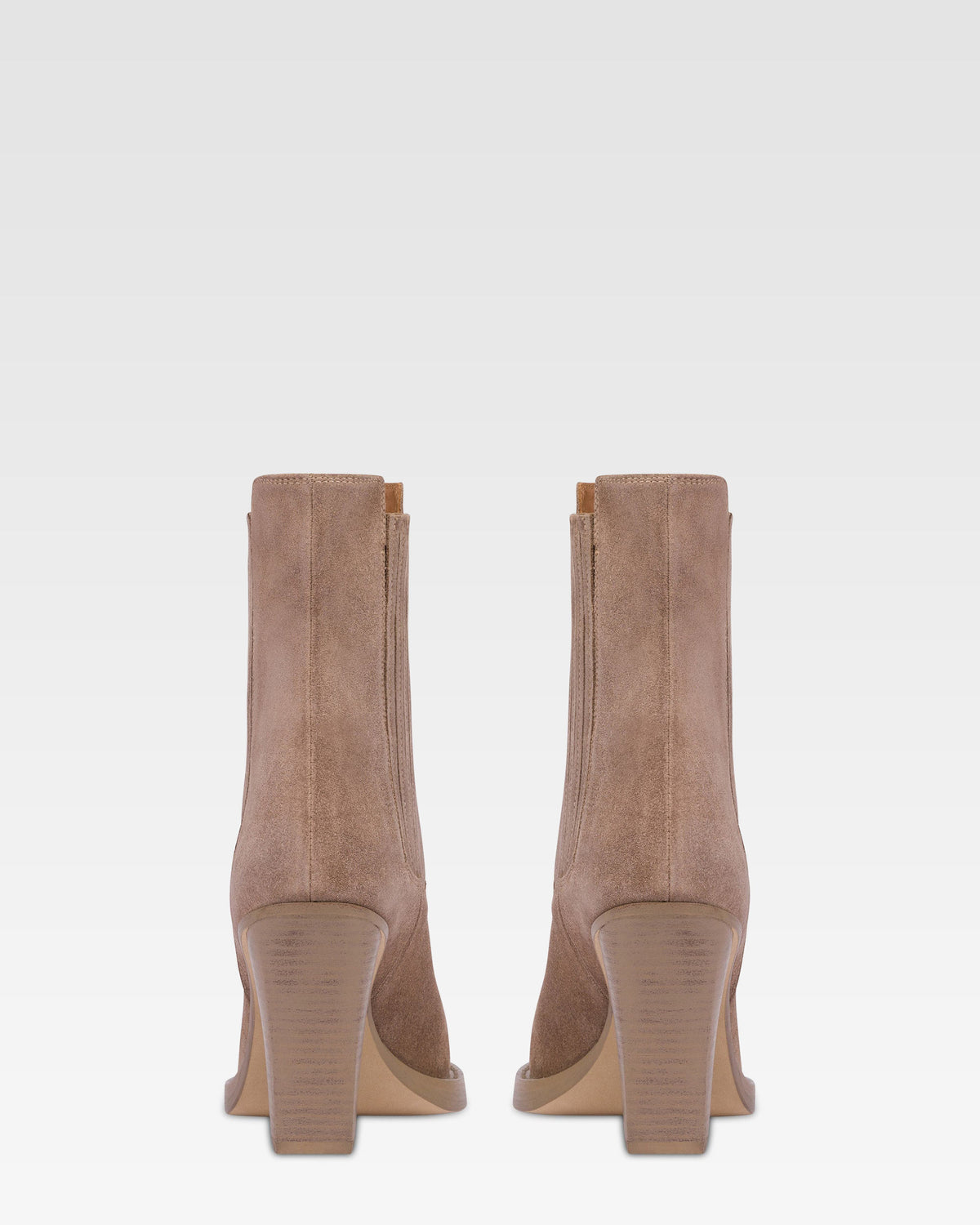 Suede ankle boot with metal toe cap