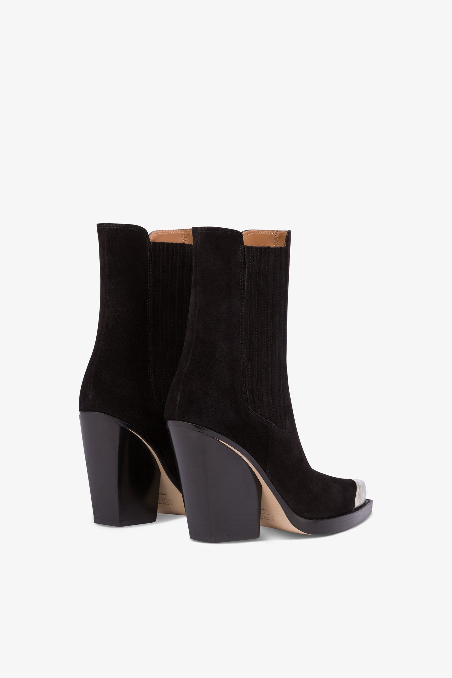 Pointed ankle boots in smooth off-black suede leather