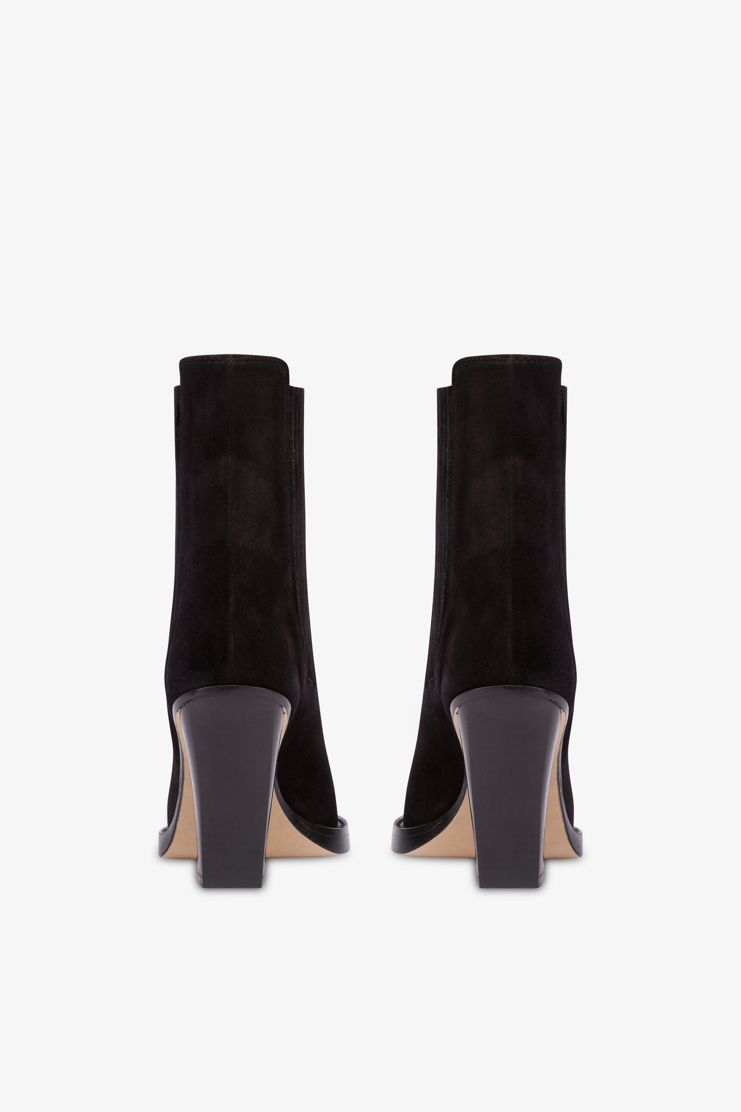 Pointed ankle boots in smooth off-black suede leather