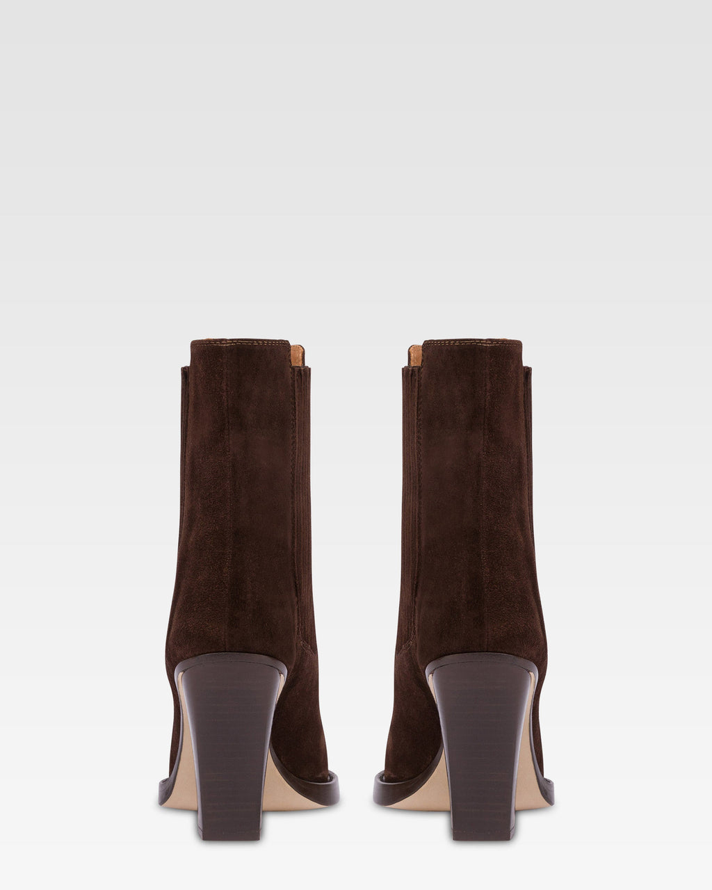 Pointed ankle boots in smooth pepper suede leather