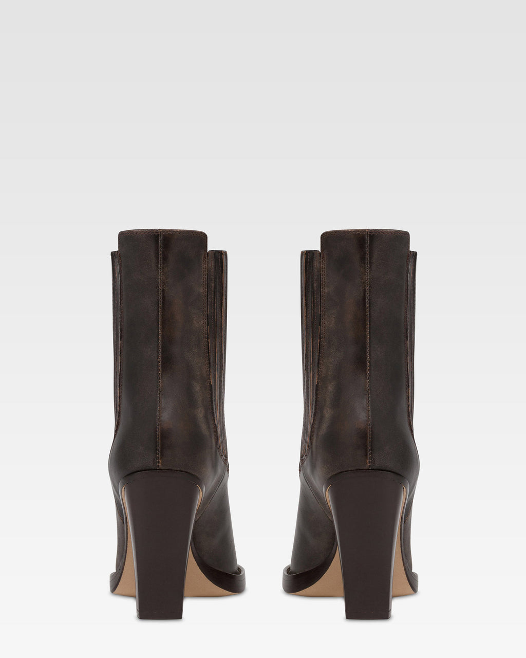 Texan ankle boots in black vintage-effect leather.