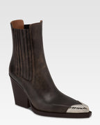 Texan ankle boots in black vintage-effect leather.