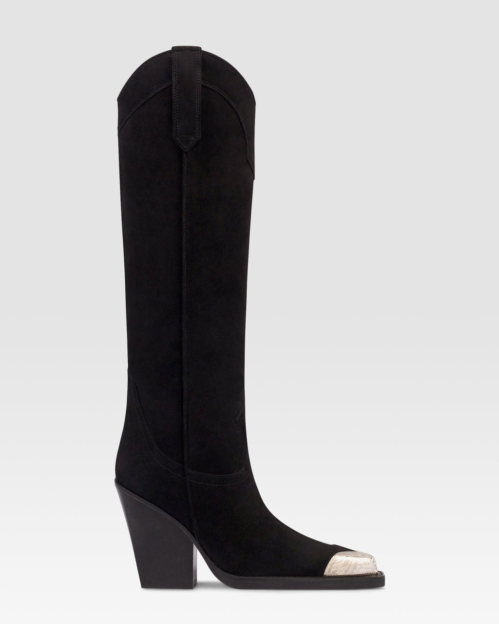Suede texan boot with metallic toe