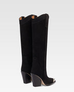 Stivale texano in pelle scamosciata nera