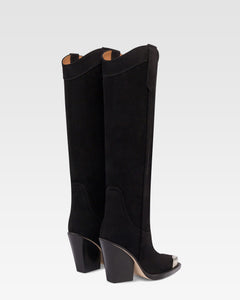 Stivale texano in pelle scamosciata nera