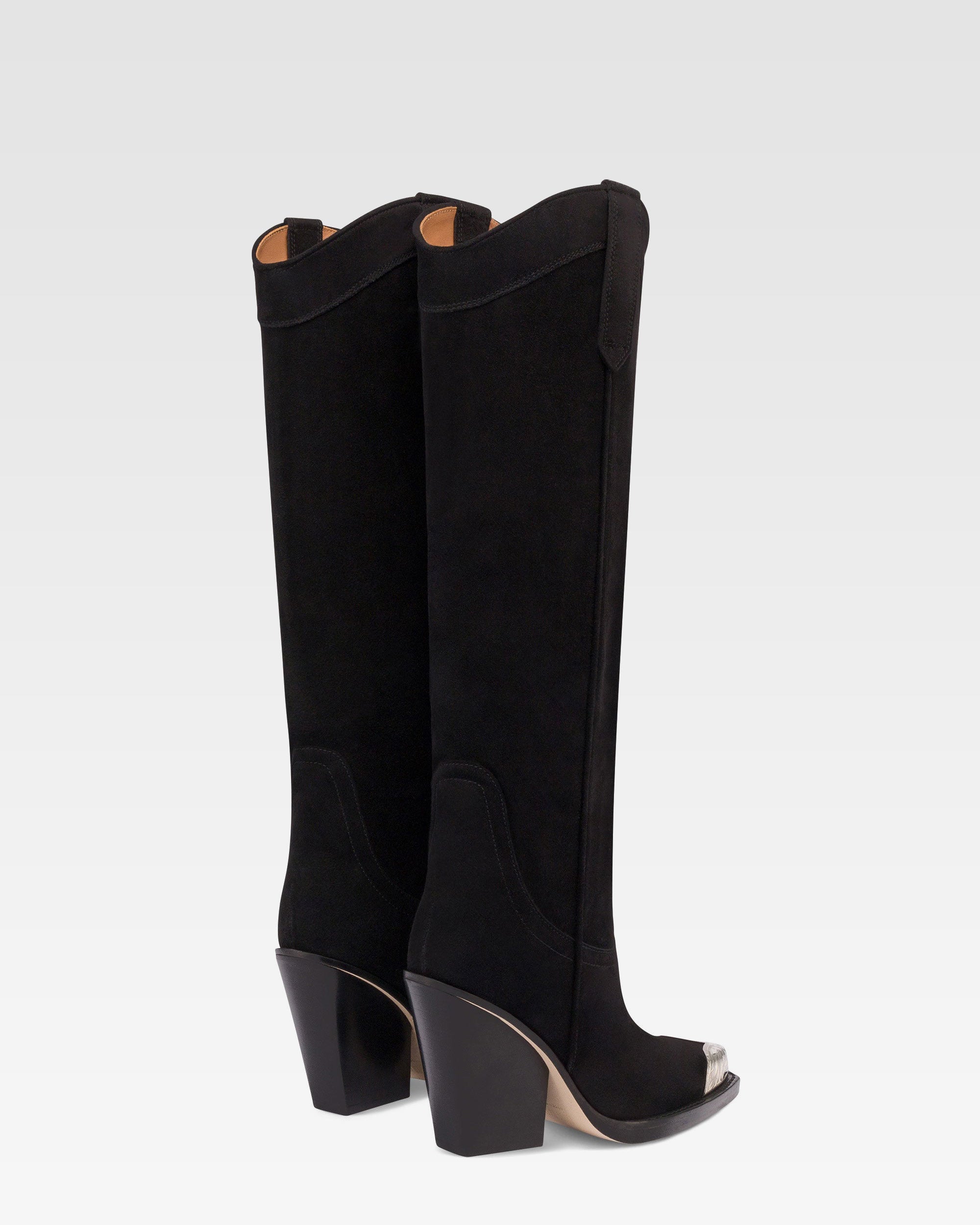 Stivale texano in pelle scamosciata nera