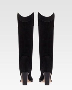 Stivale texano in pelle scamosciata nera