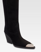 Stivale texano in pelle scamosciata nera