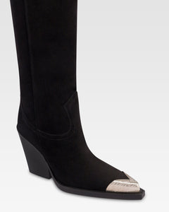 Stivale texano in pelle scamosciata nera