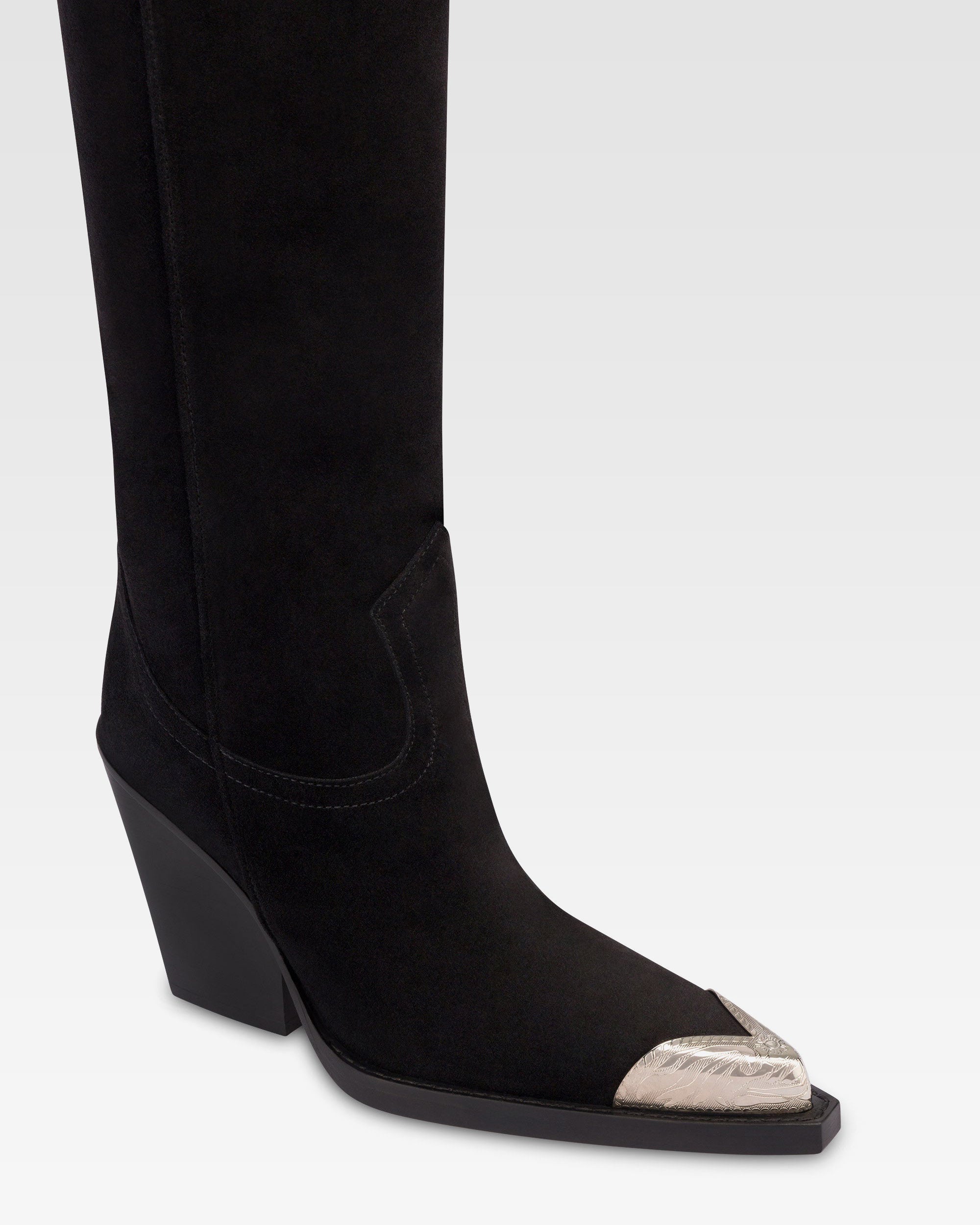 Stivale texano in pelle scamosciata nera