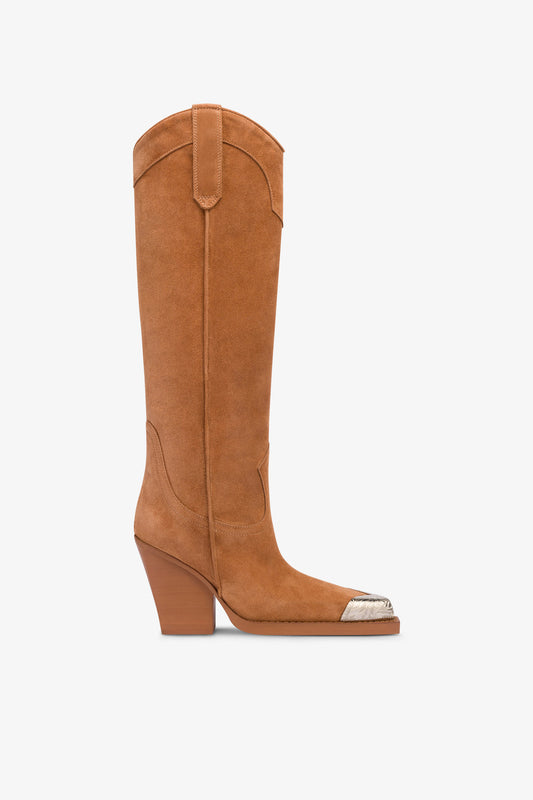 Boots in terracotta suede leather