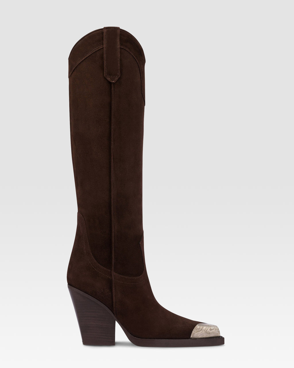 Suede texan boot with metallic toe