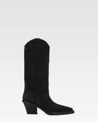 Black calf suede heel 60 ankle boot — Black