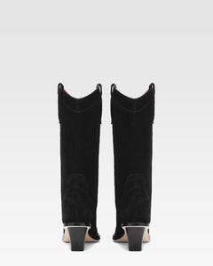 Black calf suede heel 60 ankle boot