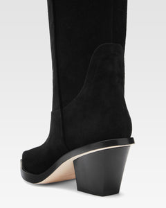 Black calf suede heel 60 ankle boot