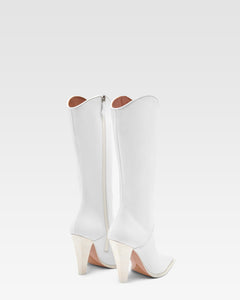 White leather boot