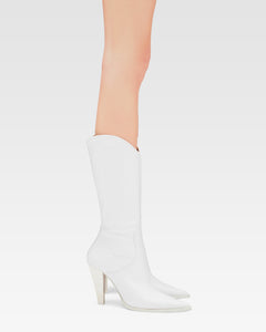 White leather boot
