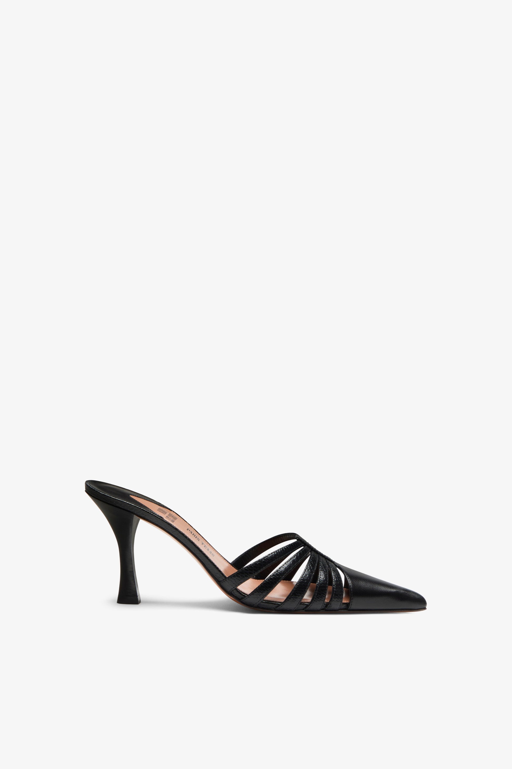 Mule en cuir noir a decoupes