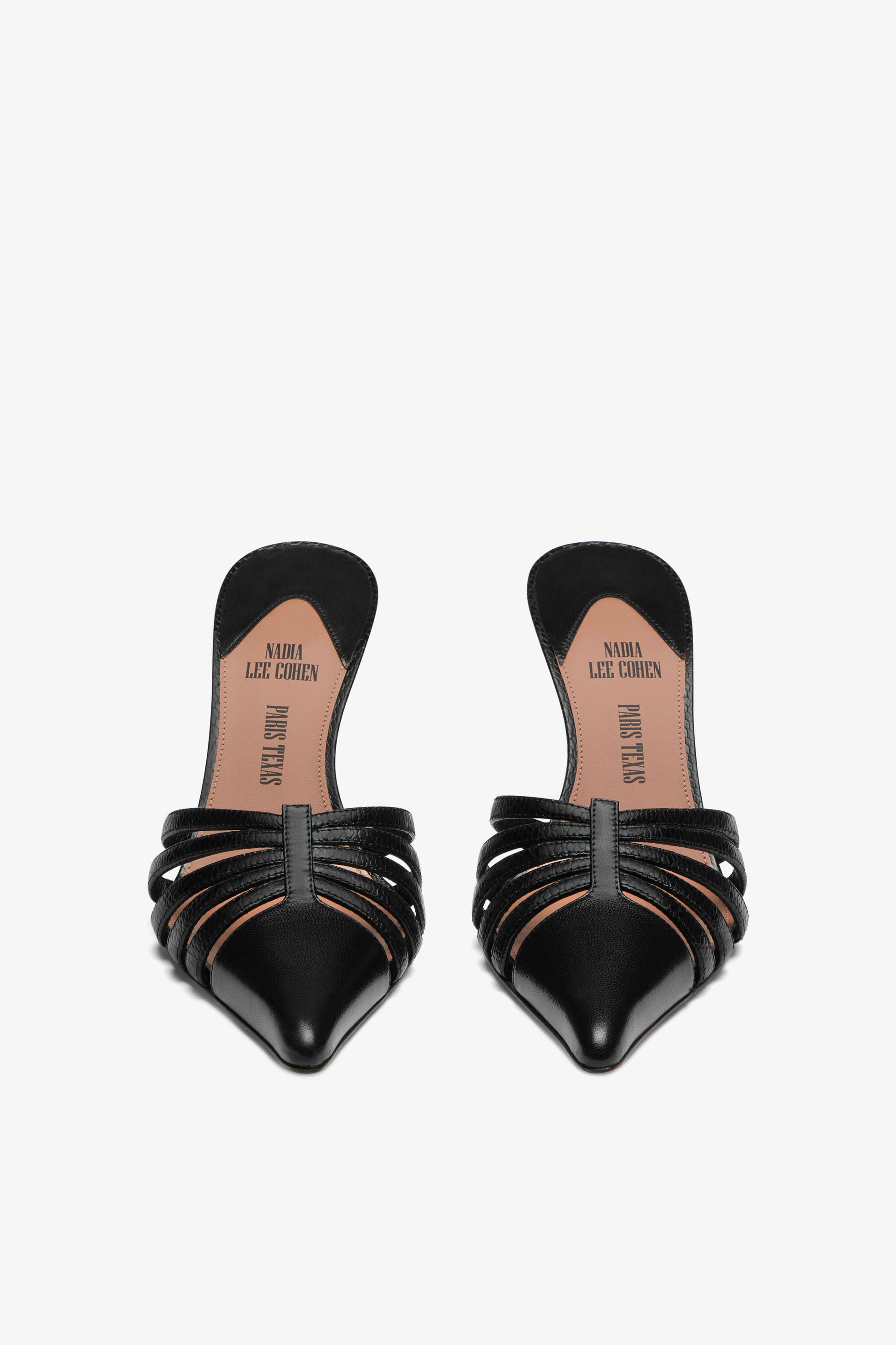 Schwarze Mules mit Cut-Out aus Leder