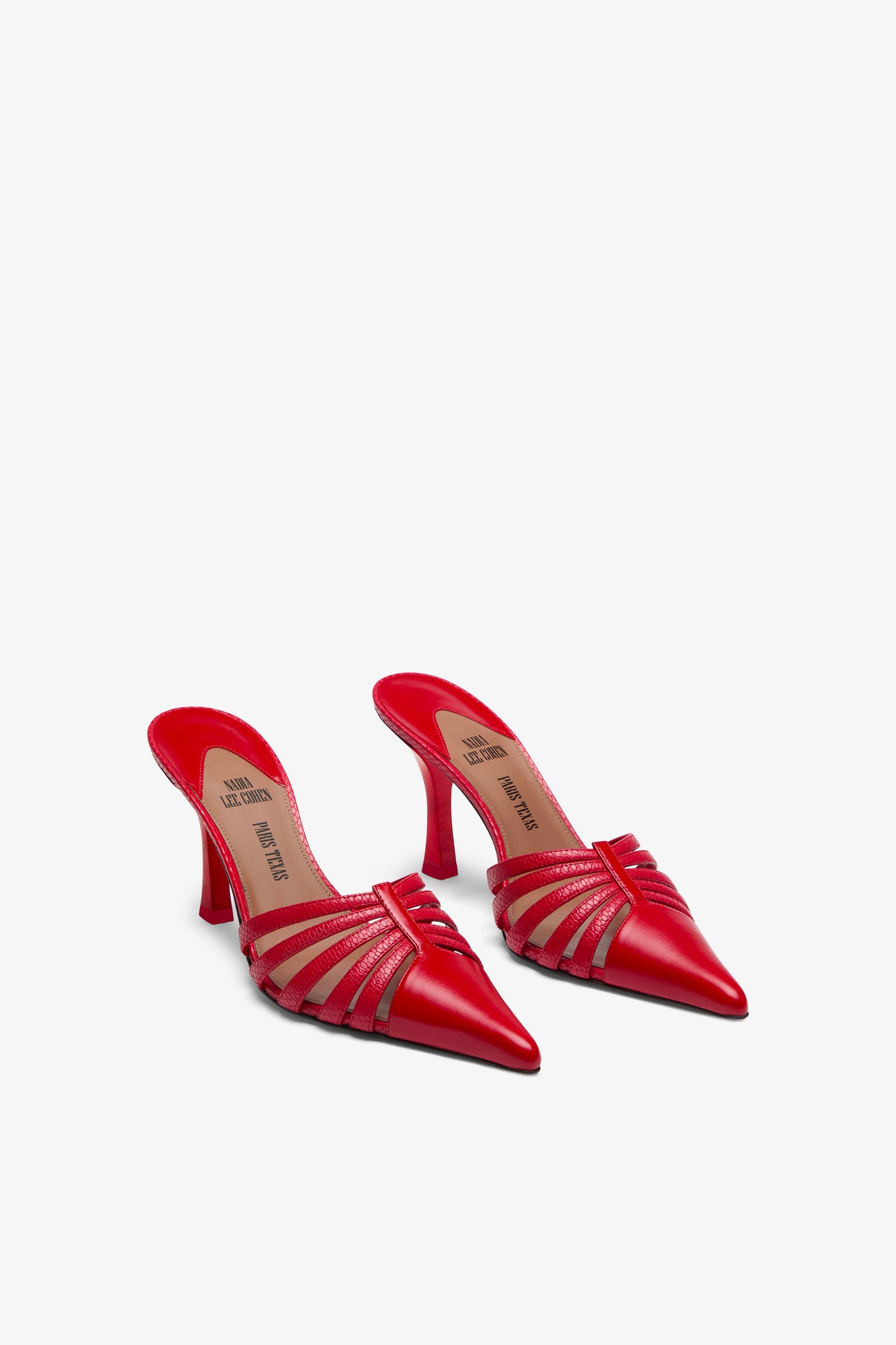 Mule en cuir rouge a decoupes