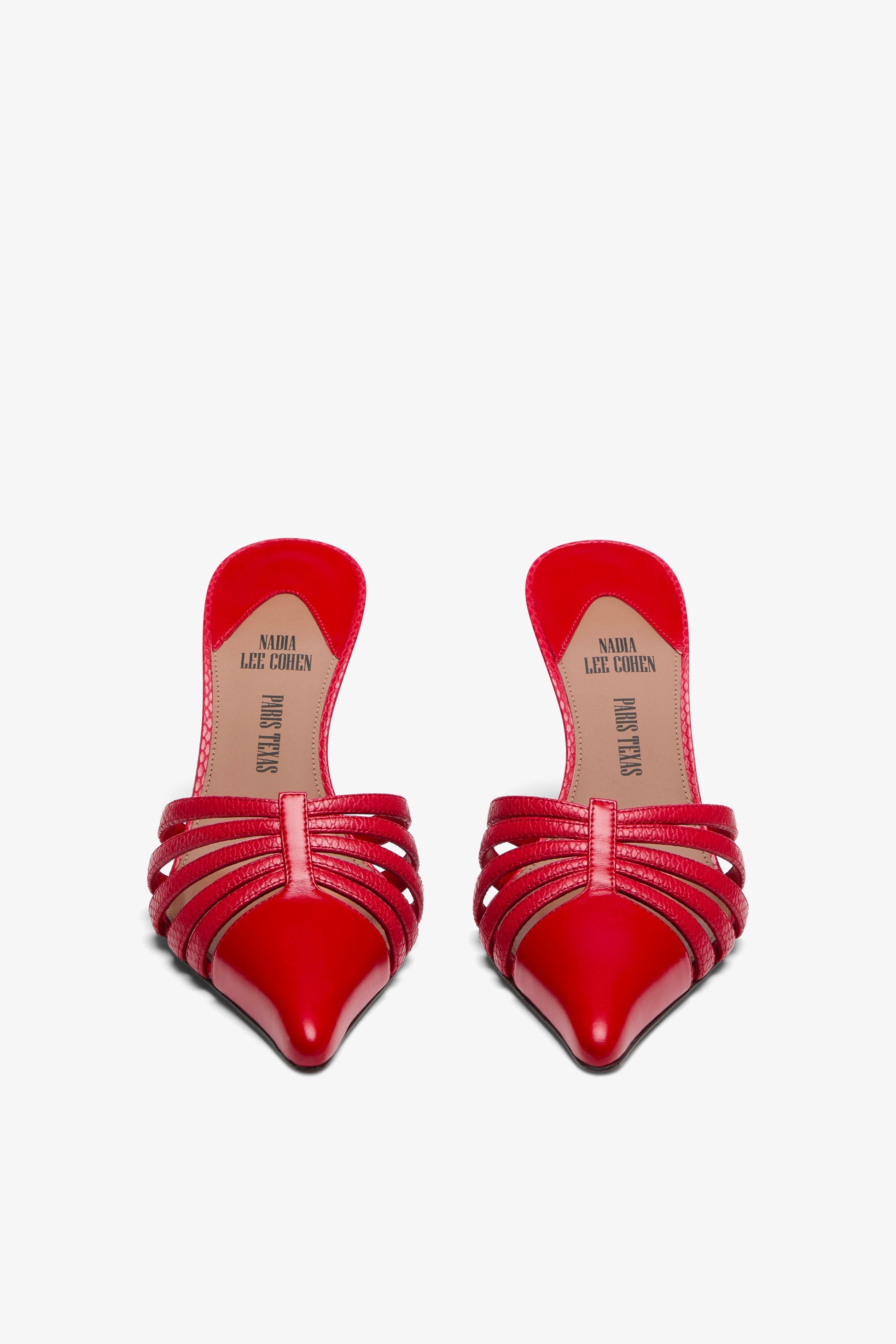 Rote Mules mit Cut-Out aus Leder