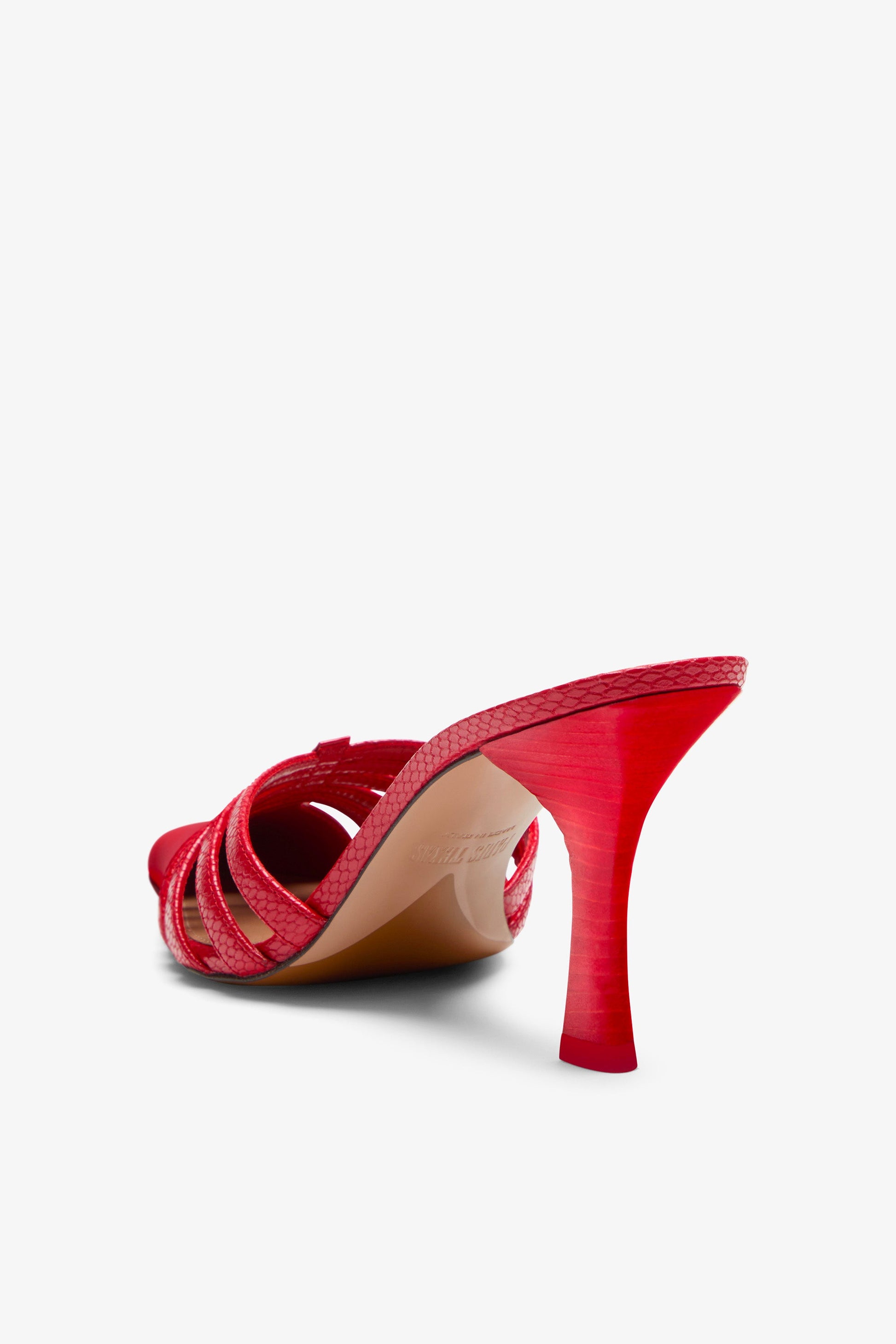 Mule en cuir rouge a decoupes