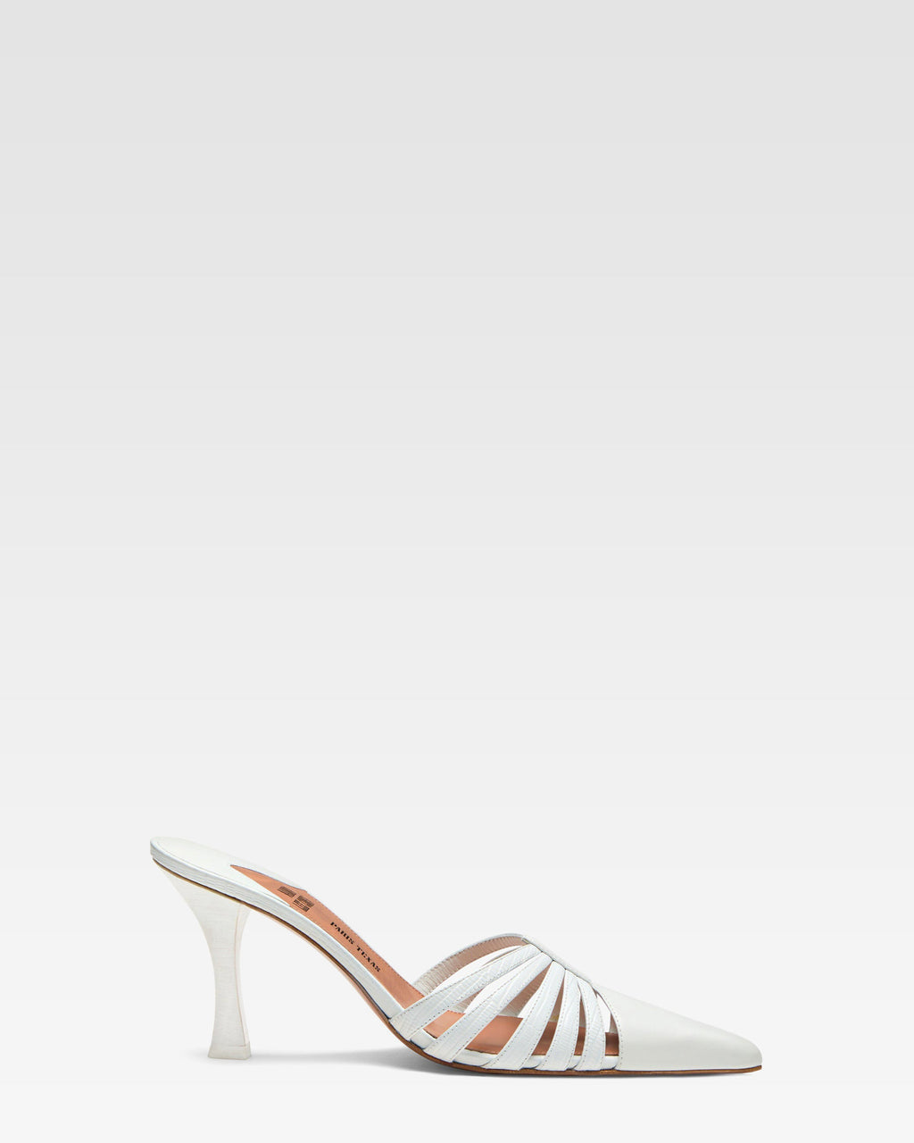 Mule in pelle bianca a ragnetto