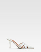 Mule in pelle bianca a ragnetto