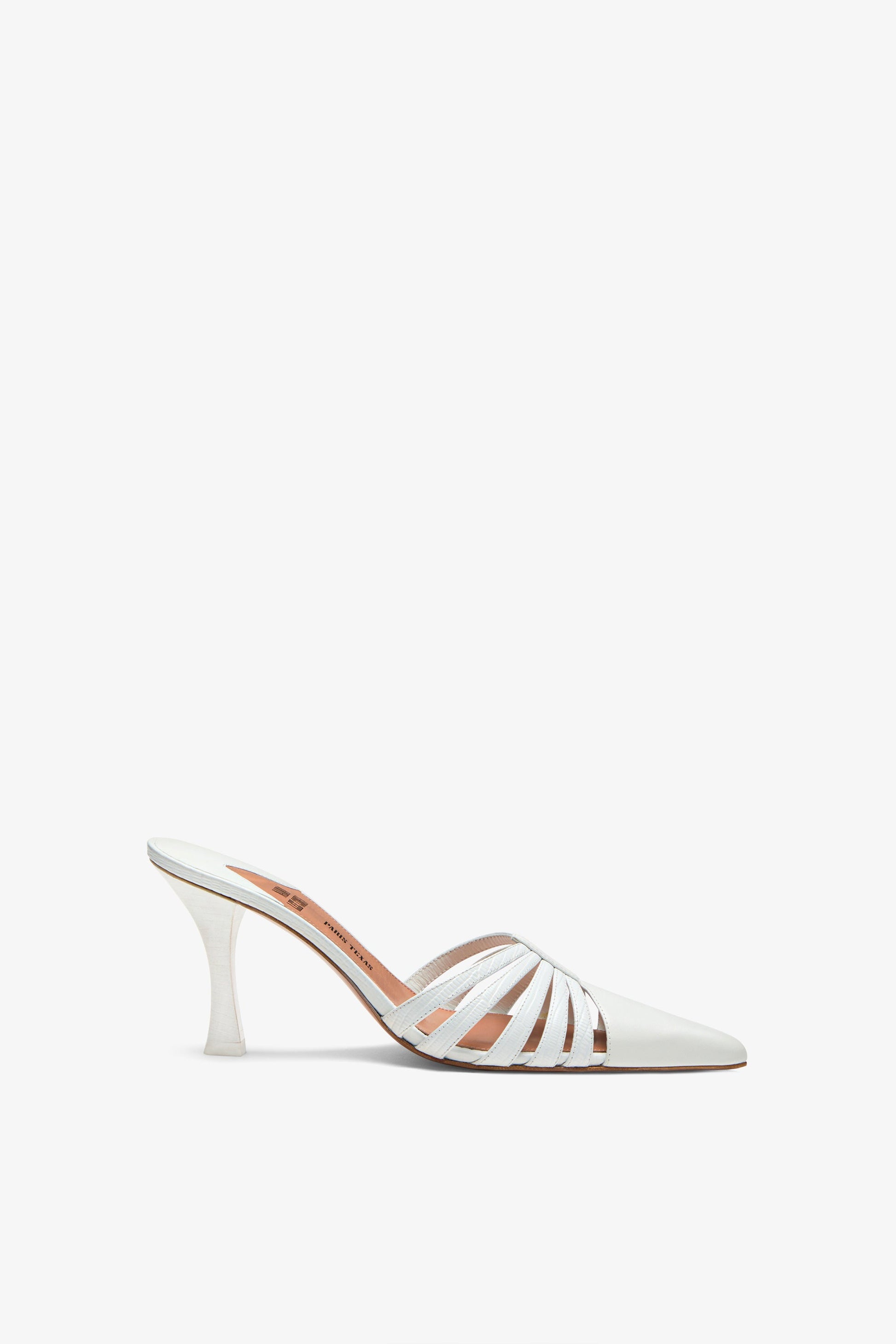 Mule en cuir blanc a decoupes