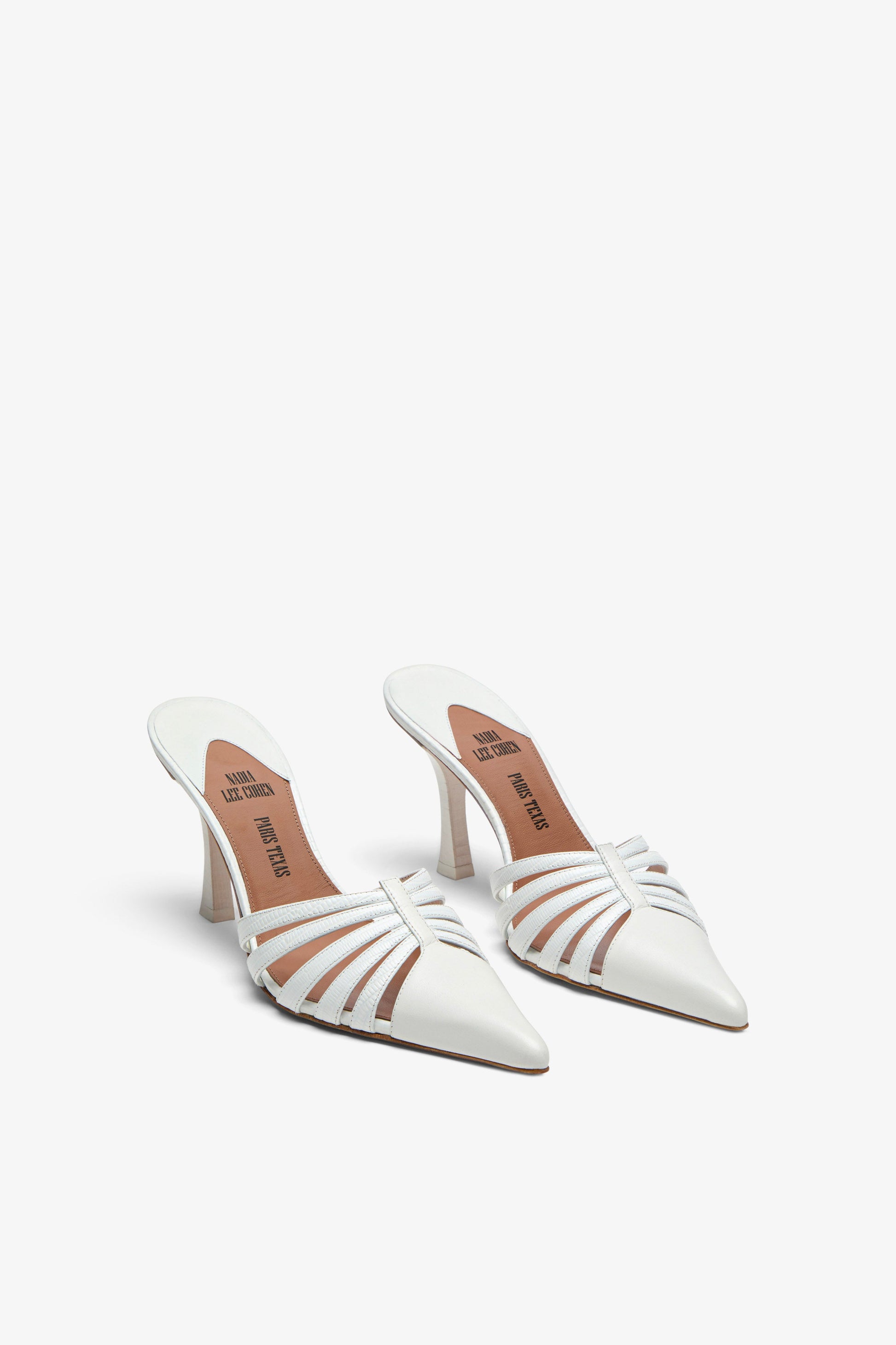 Mule en cuir blanc a decoupes