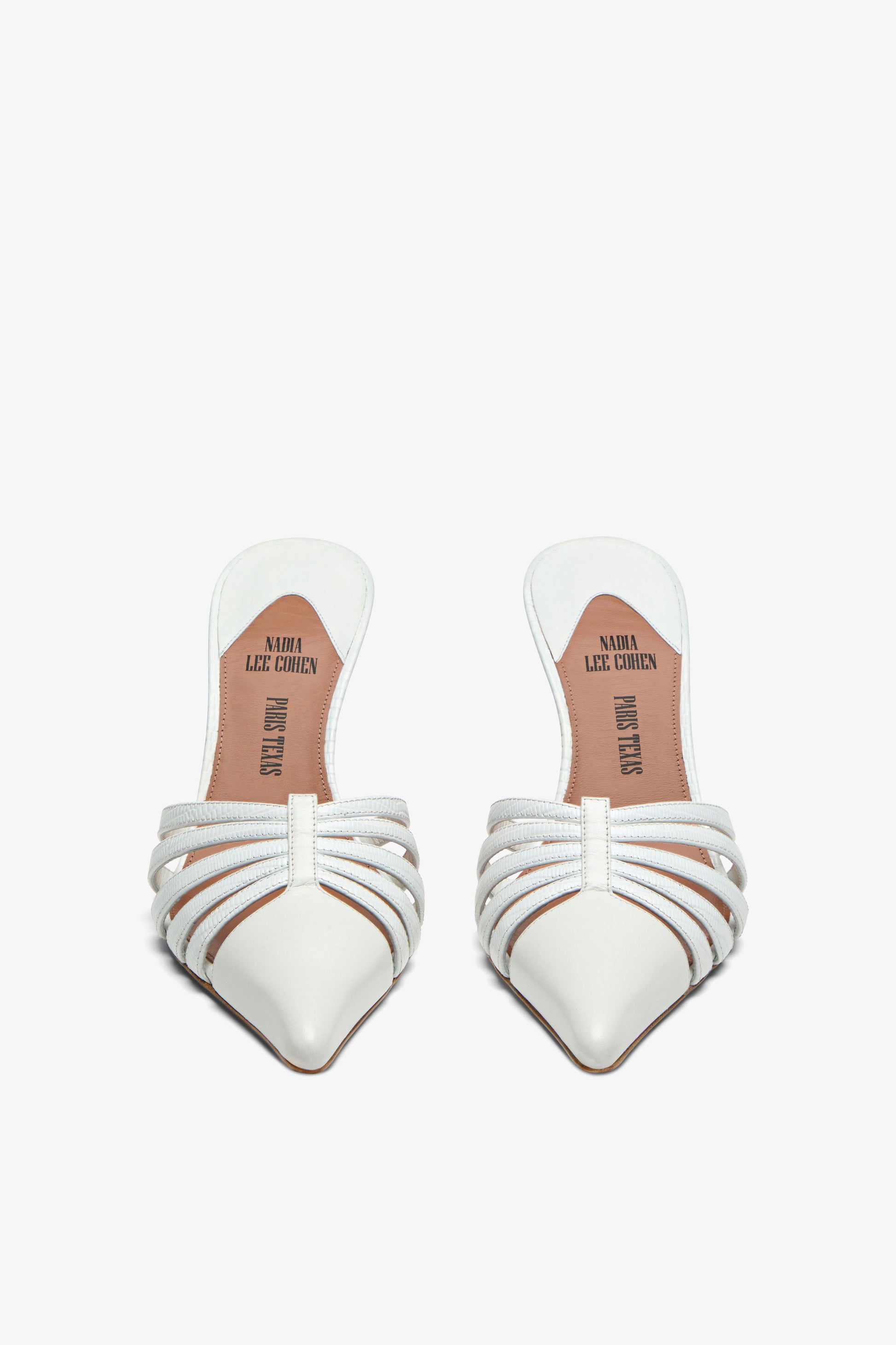 Weisse Mules mit Cut-Out aus Leder